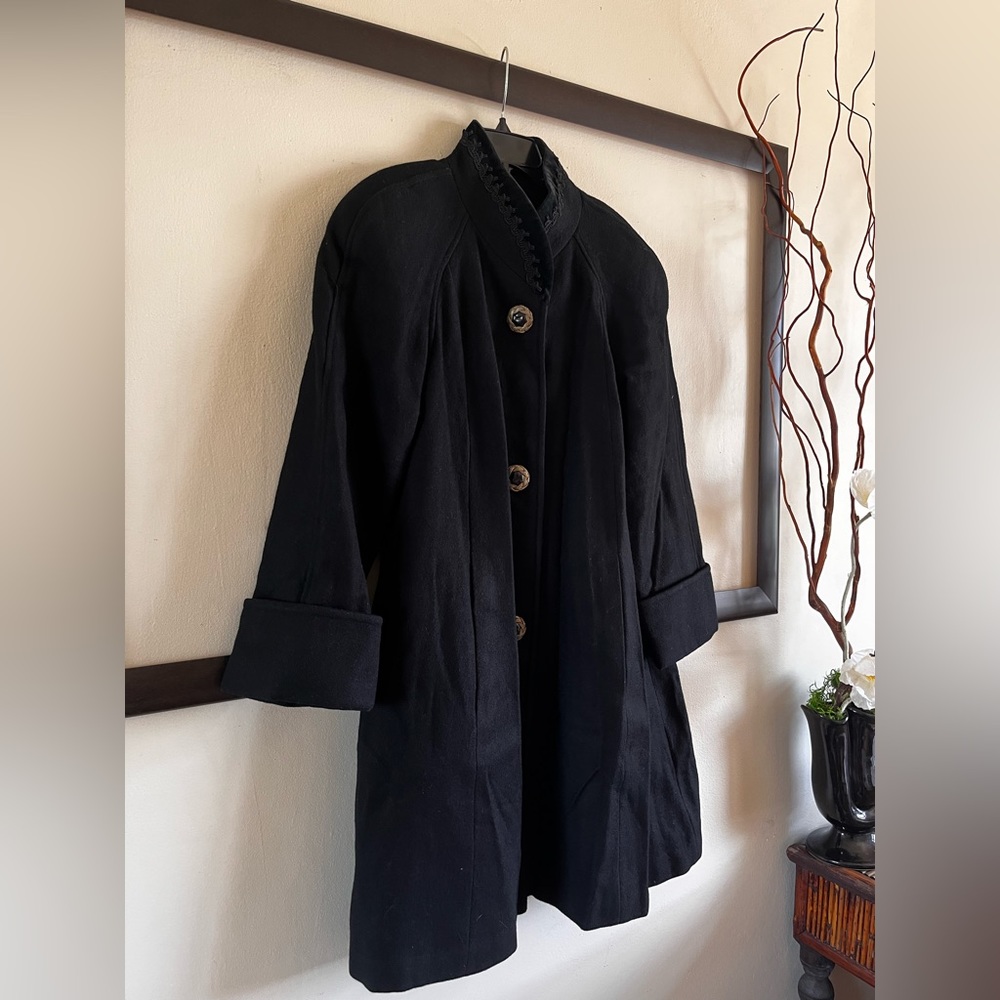 JOFELD vintage A line black coat - Picture 2 of 11